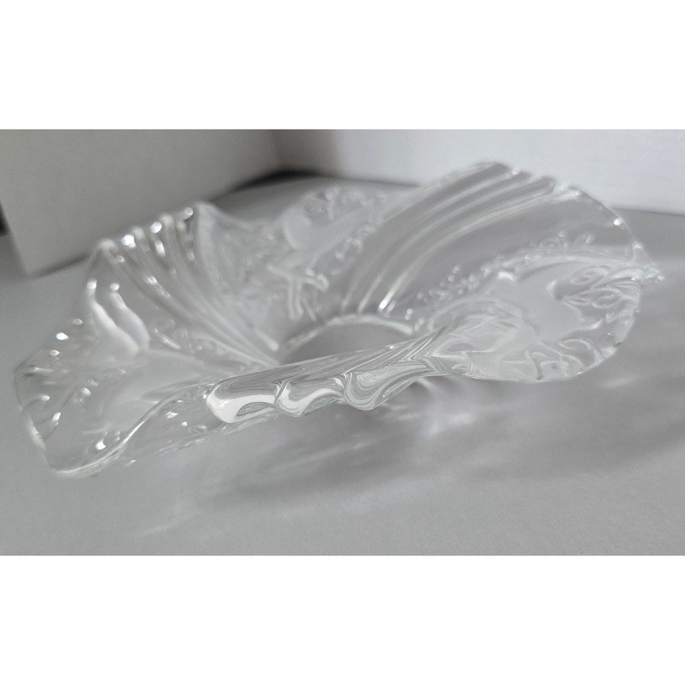 Vintage Mikasa Crystal Christmas Medley 9" Reindeer Swirl Bon Bon Plate